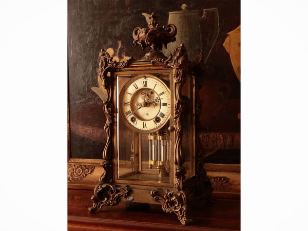 Orologio da tavolo in antimonio e metallo  - Asta Dimore fiorentine - Associazione Nazionale - Case d'Asta italiane