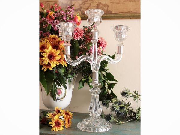 Grande candelabro in vetro pressato, Baccarat  - Asta Dimore fiorentine - Associazione Nazionale - Case d'Asta italiane
