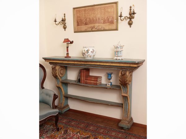 Grande etagere console in legno intagliato e laccato  - Asta Dimore fiorentine - Associazione Nazionale - Case d'Asta italiane