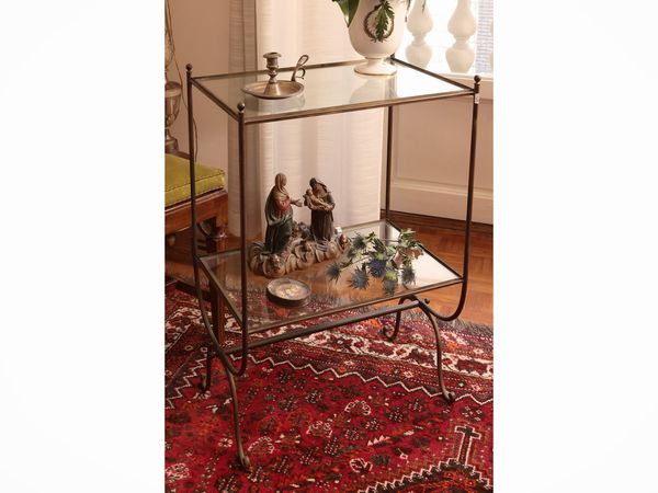 Tavolino da appoggio in metallo e vetro  - Asta Dimore fiorentine - Associazione Nazionale - Case d'Asta italiane