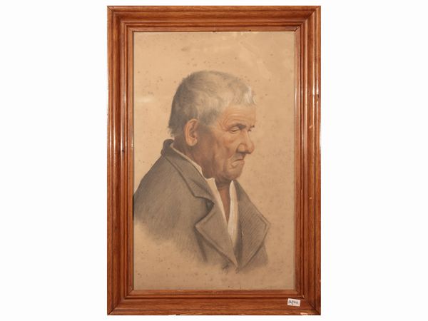 Scuola toscana della fine del XIX/inizio del XX secolo : Ritratto virile  - Asta Dimore fiorentine - Associazione Nazionale - Case d'Asta italiane