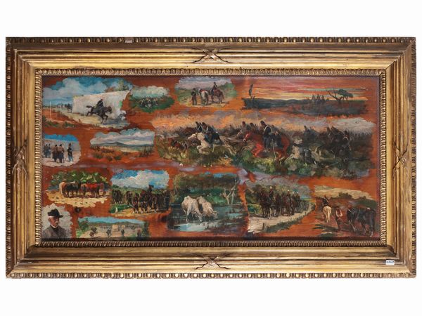 Scuola toscana della fine del XIX/inizio del XX secolo : Citazioni da Giovanni Fattori  - Asta Dimore fiorentine - Associazione Nazionale - Case d'Asta italiane