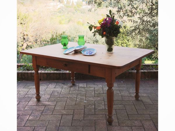 Tavolo da cucina rustico in legno tenero  - Asta Dimore fiorentine - Associazione Nazionale - Case d'Asta italiane
