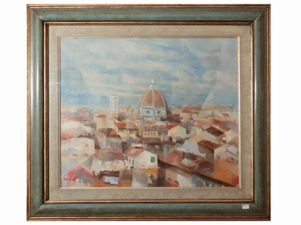 Gualtiero Prenleloup : Veduta di Firenze  - Asta Dimore fiorentine - Associazione Nazionale - Case d'Asta italiane