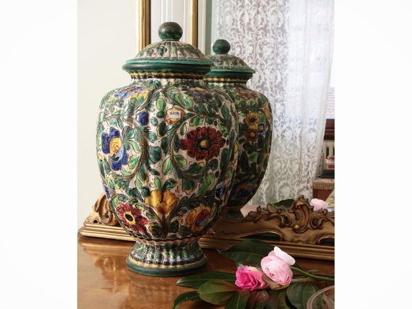 Grande vaso a potiche in terracotta smaltata  - Asta Dimore fiorentine - Associazione Nazionale - Case d'Asta italiane