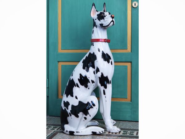 Cane alano a grandezza naturale in terracotta smaltata  - Asta Dimore fiorentine - Associazione Nazionale - Case d'Asta italiane