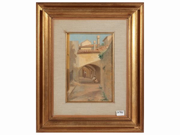 Alfredo Serri : Scorcio di paese  - Asta Dimore fiorentine - Associazione Nazionale - Case d'Asta italiane