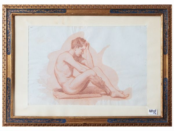 Nello studio del pittore - Nudo maschile  - Asta Dimore fiorentine - Associazione Nazionale - Case d'Asta italiane