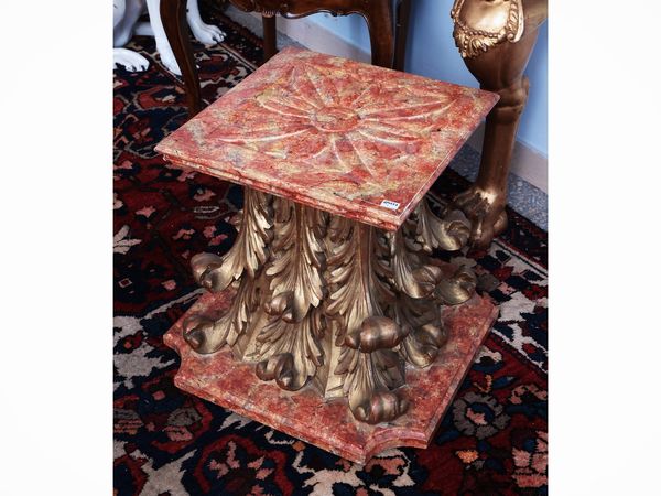 Base in legno intagliato e dipinto a imitazione del marmo  - Asta Dimore fiorentine - Associazione Nazionale - Case d'Asta italiane