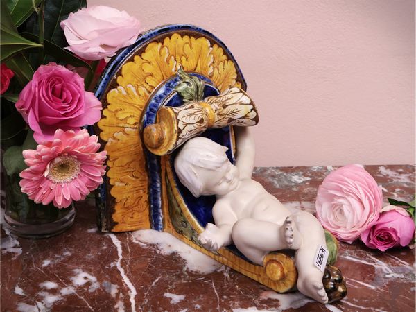 Mensola in terracotta invetriata, Cantagalli  - Asta Dimore fiorentine - Associazione Nazionale - Case d'Asta italiane