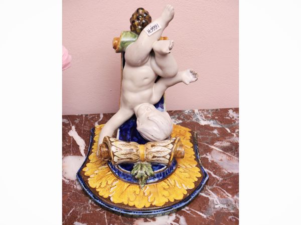 Mensola in terracotta invetriata, Cantagalli  - Asta Dimore fiorentine - Associazione Nazionale - Case d'Asta italiane