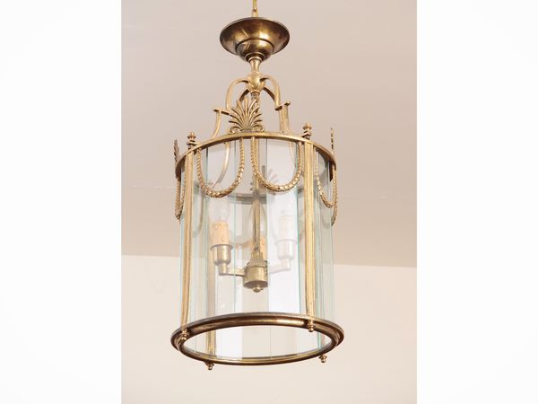 Lanterna in vetro e ottone  - Asta Dimore fiorentine - Associazione Nazionale - Case d'Asta italiane