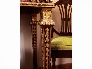 Console in legno tinto rosso pompeiano e lumeggiato in oro  - Asta Dimore fiorentine - Associazione Nazionale - Case d'Asta italiane