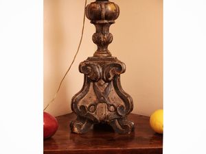 Torciera in legno intagliato e argentato  - Asta Dimore fiorentine - Associazione Nazionale - Case d'Asta italiane