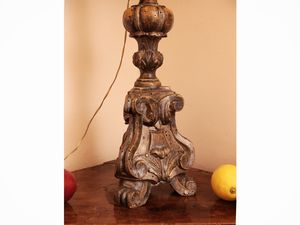 Torciera in legno intagliato e argentato  - Asta Dimore fiorentine - Associazione Nazionale - Case d'Asta italiane