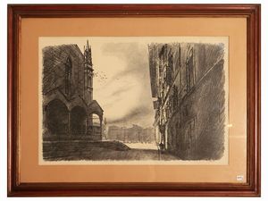 Luciano Guarnieri - Serie di cinque litografie dalla serie Firenze 4 novembre 1966