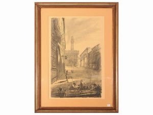 Luciano Guarnieri : Serie di cinque litografie dalla serie Firenze 4 novembre 1966  - Asta Dimore fiorentine - Associazione Nazionale - Case d'Asta italiane