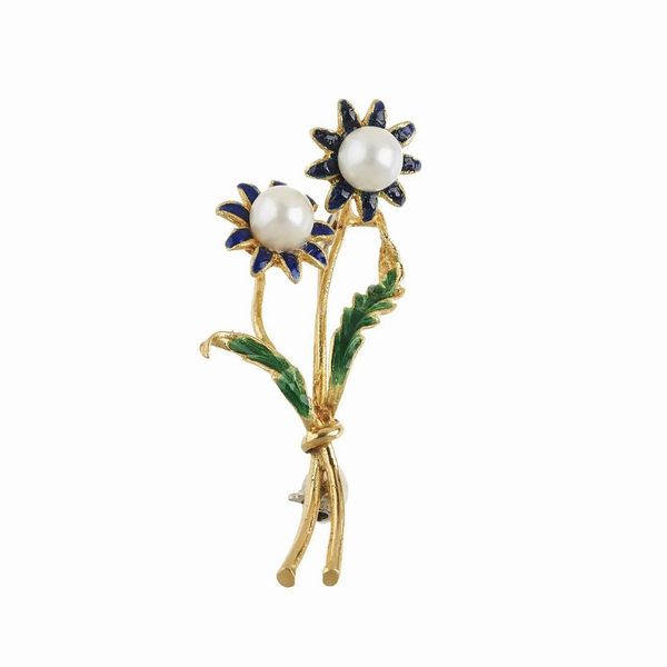 SPILLA A TRALCIO FIORITO  - Asta Gioielli  - Associazione Nazionale - Case d'Asta italiane