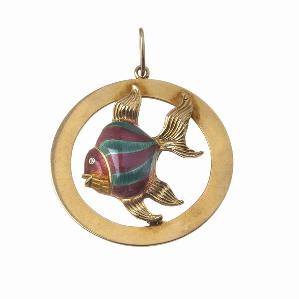 PENDENTE A FORMA DI PESCE  - Asta Gioielli  - Associazione Nazionale - Case d'Asta italiane