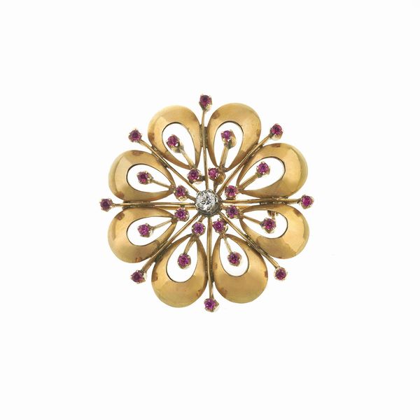 SPILLA A FORMA DI FIORE  - Asta Gioielli  - Associazione Nazionale - Case d'Asta italiane