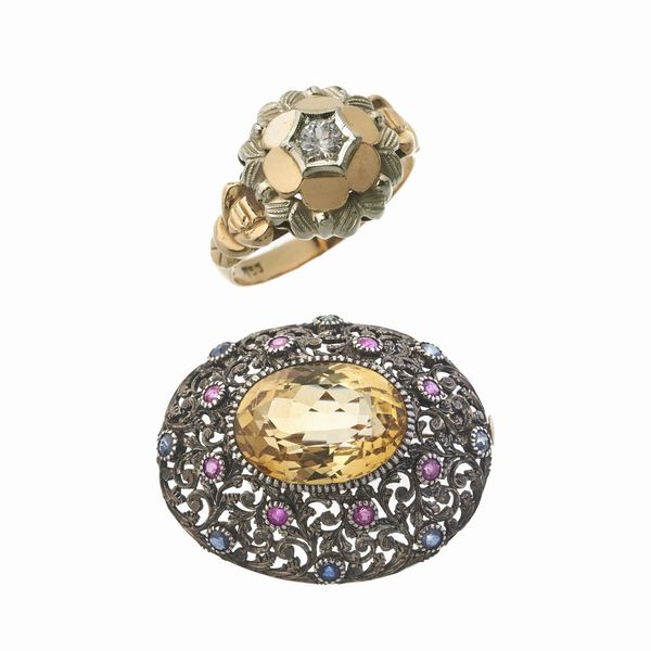 ANELLO FLOREALE CON SPILLA  - Asta Gioielli  - Associazione Nazionale - Case d'Asta italiane