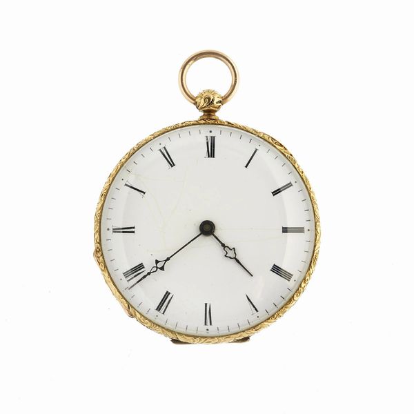 OROLOGIO DA TASCA IN ORO E SMALTI  - Asta OROLOGI - Associazione Nazionale - Case d'Asta italiane