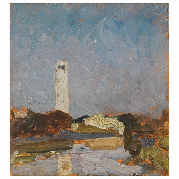 Beppe Ciardi : Attribuito a Giuseppe Ciardi  - Asta ARCADE | DIPINTI DEL XIX E XX SECOLO E OPERE DALLA RACCOLTA DI ANTONIO PAOLUCCI - Associazione Nazionale - Case d'Asta italiane