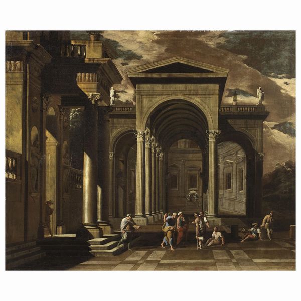 Attribuito a Domenico Gargiulo e Viviano Codazzi, sec. XVII  - Asta ARCADE I DIPINTI DAL SECOLO XVI AL XVIII E OPERE DALLA RACCOLTA DI ANTONIO PAOLUCCI - Associazione Nazionale - Case d'Asta italiane