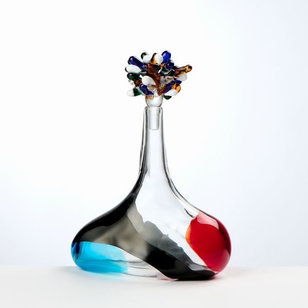 Salviati bottiglia con tappo in vetro soffiato di Murano  - Asta L'Arte della Tavola - Associazione Nazionale - Case d'Asta italiane