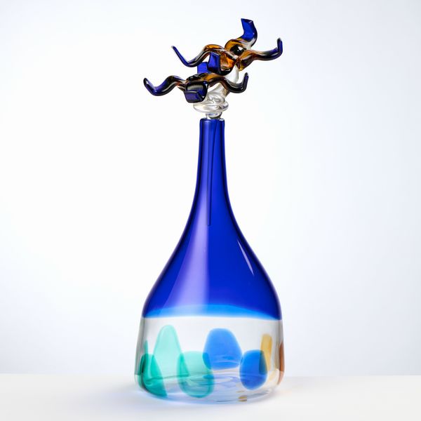 Salviati bottiglia con tappo in vetro soffiato di Murano  - Asta L'Arte della Tavola - Associazione Nazionale - Case d'Asta italiane