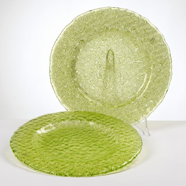 IVV Dodici sottopiatti in vetro verde chiaro  - Asta L'Arte della Tavola - Associazione Nazionale - Case d'Asta italiane