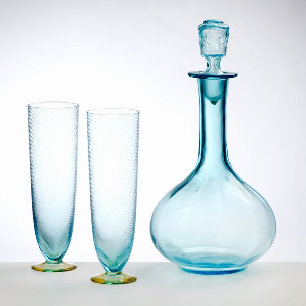 Carlo Moretti Rigadin Ritorto dodici flte in cristallo policromo  - Asta L'Arte della Tavola - Associazione Nazionale - Case d'Asta italiane