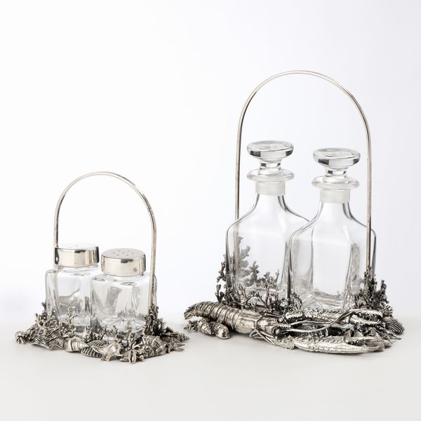 Giovanni Raspini oliera e saliera in argento sterling  - Asta L'Arte della Tavola - Associazione Nazionale - Case d'Asta italiane