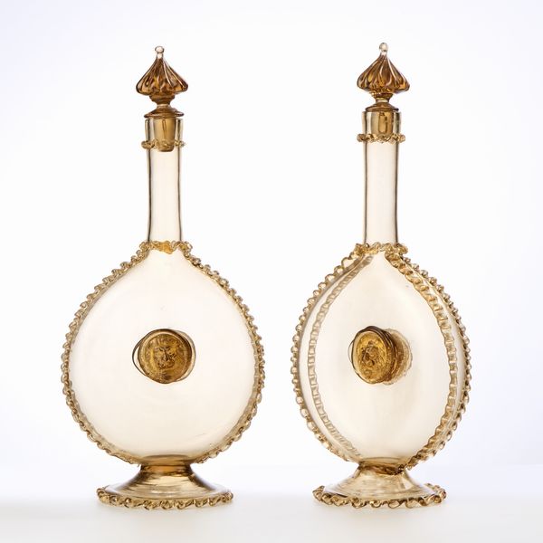 Coppia di bottiglie in vetro soffiato di Murano  - Asta L'Arte della Tavola - Associazione Nazionale - Case d'Asta italiane