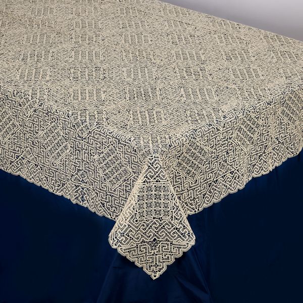 Preziosa tovaglia in lino cru  - Asta L'Arte della Tavola - Associazione Nazionale - Case d'Asta italiane