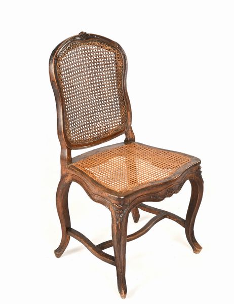 Sedia in legno scurito e paglia di Vienna, XVIII secolo  - Asta Collezioni Private - Mobili, Oggetti d'Arte e Dipinti Antichi e del XIX Secolo - Associazione Nazionale - Case d'Asta italiane