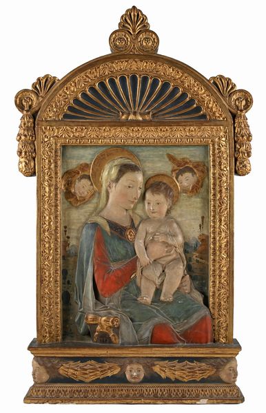 Madonna col Bambino, nei modi di Antonio Rossellino, Toscana, fine XIX/inizi XX secolo  - Asta Collezioni Private - Mobili, Oggetti d'Arte e Dipinti Antichi e del XIX Secolo - Associazione Nazionale - Case d'Asta italiane