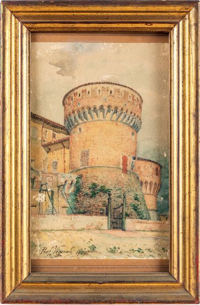 Vignali (Scuola Italiana inizi del XX secolo) : Il castello dei Marchesi Malvezzi Campeggi a Dozza  - Asta Collezioni Private - Mobili, Oggetti d'Arte e Dipinti Antichi e del XIX Secolo - Associazione Nazionale - Case d'Asta italiane