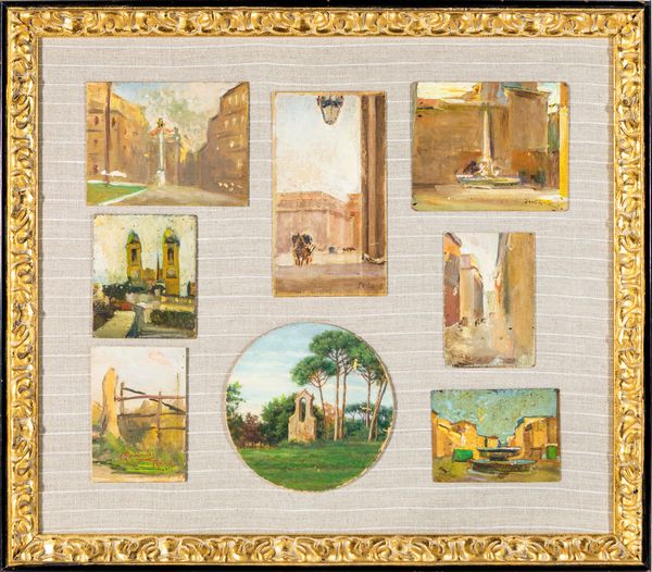 AA.VV. : Otto piccoli dipinti in un'unica cornice  - Asta Collezioni Private - Mobili, Oggetti d'Arte e Dipinti Antichi e del XIX Secolo - Associazione Nazionale - Case d'Asta italiane