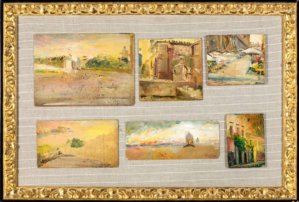 Dante Ricci : Sei piccole vedute in un unica cornice  - Asta Collezioni Private - Mobili, Oggetti d'Arte e Dipinti Antichi e del XIX Secolo - Associazione Nazionale - Case d'Asta italiane