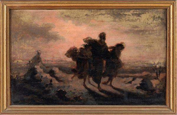 Scuola italiana del XIX secolo : Loth e le figlie in fuga da Sodoma  - Asta Collezioni Private - Mobili, Oggetti d'Arte e Dipinti Antichi e del XIX Secolo - Associazione Nazionale - Case d'Asta italiane