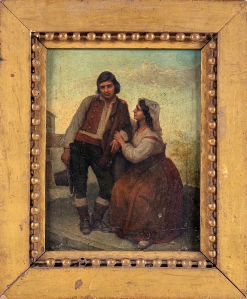 Scuola italiana del XIX secolo : Giovane coppia di contadini  - Asta Collezioni Private - Mobili, Oggetti d'Arte e Dipinti Antichi e del XIX Secolo - Associazione Nazionale - Case d'Asta italiane
