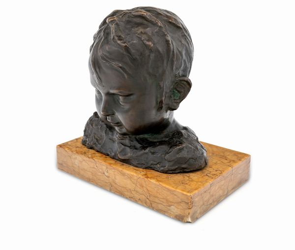 Achille Regosa : Testa di bambino  - Asta Collezioni Private - Mobili, Oggetti d'Arte e Dipinti Antichi e del XIX Secolo - Associazione Nazionale - Case d'Asta italiane