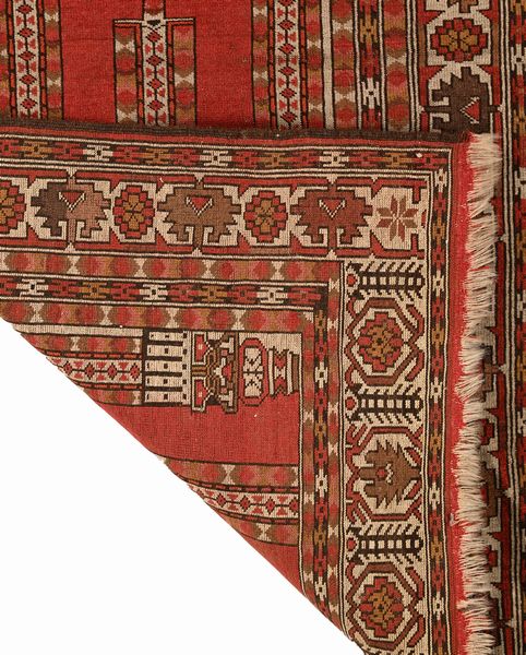 Preghiera Yomut, Turkmenistan, fine XIX - inizio XX secolo  - Asta Collezioni Private - Mobili, Oggetti d'Arte e Dipinti Antichi e del XIX Secolo - Associazione Nazionale - Case d'Asta italiane