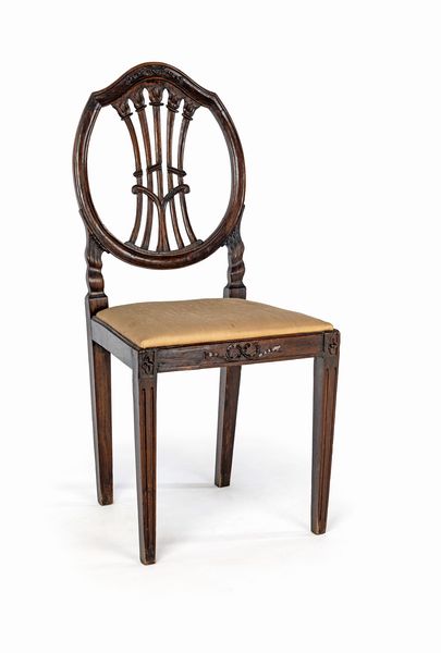 Sedia in mogano d'epoca Giorgio III, Inghilterra, fine del XVIII secolo  - Asta Collezioni Private - Mobili, Oggetti d'Arte e Dipinti Antichi e del XIX Secolo - Associazione Nazionale - Case d'Asta italiane