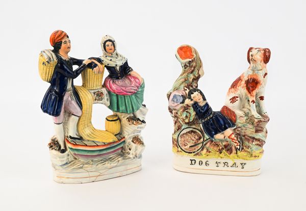 Due gruppi in ceramica policroma, Inghilterra, Staffordshire, XIX secolo  - Asta Collezioni Private - Mobili, Oggetti d'Arte e Dipinti Antichi e del XIX Secolo - Associazione Nazionale - Case d'Asta italiane