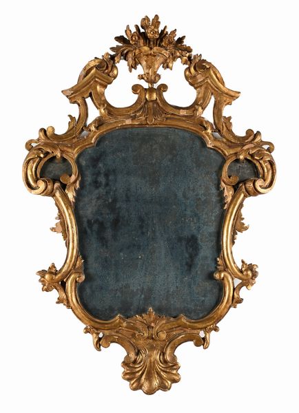 Specchiera in legno dorato, XVIII secolo  - Asta Collezioni Private - Mobili, Oggetti d'Arte e Dipinti Antichi e del XIX Secolo - Associazione Nazionale - Case d'Asta italiane