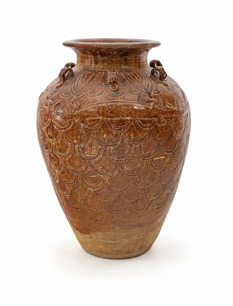 Grande giara Martaban in terracotta invetriata in monocromia bruna, inizi XX secolo  - Asta Collezioni Private - Mobili, Oggetti d'Arte e Dipinti Antichi e del XIX Secolo - Associazione Nazionale - Case d'Asta italiane
