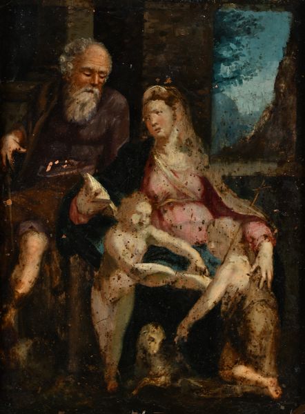 PITTORE DEL XVII SECOLO : Sacra Famiglia con San Giovannino  - Asta Collezioni Private - Mobili, Oggetti d'Arte e Dipinti Antichi e del XIX Secolo - Associazione Nazionale - Case d'Asta italiane