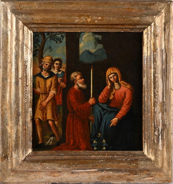 PITTORE DEL XVI SECOLO : Santa Vergine con Fedeli  - Asta Collezioni Private - Mobili, Oggetti d'Arte e Dipinti Antichi e del XIX Secolo - Associazione Nazionale - Case d'Asta italiane